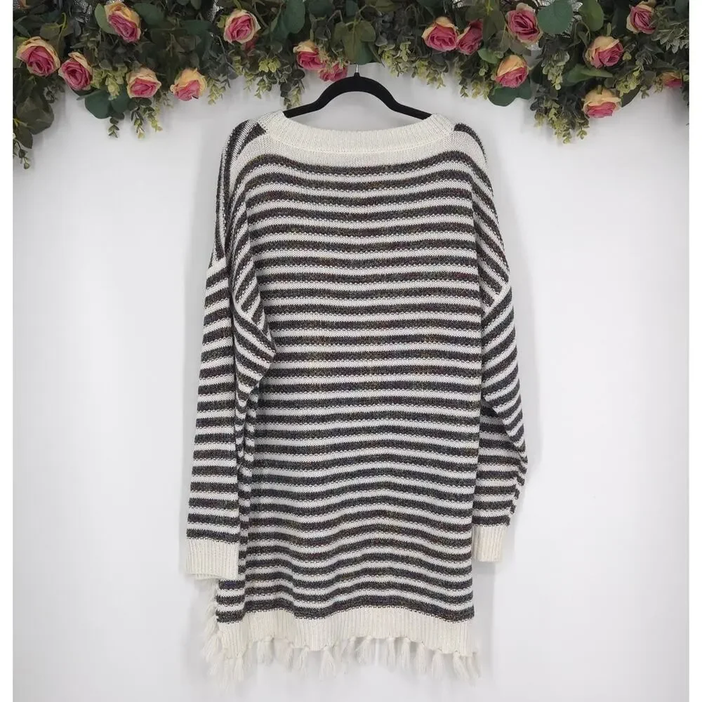 Cozy Co. by Cozy Casual Striped Fringed Long Sleeve Plus Size Sweater Size 3X